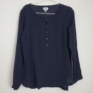 🆕️Navy Clip Dot Long Sleeve Top Size M